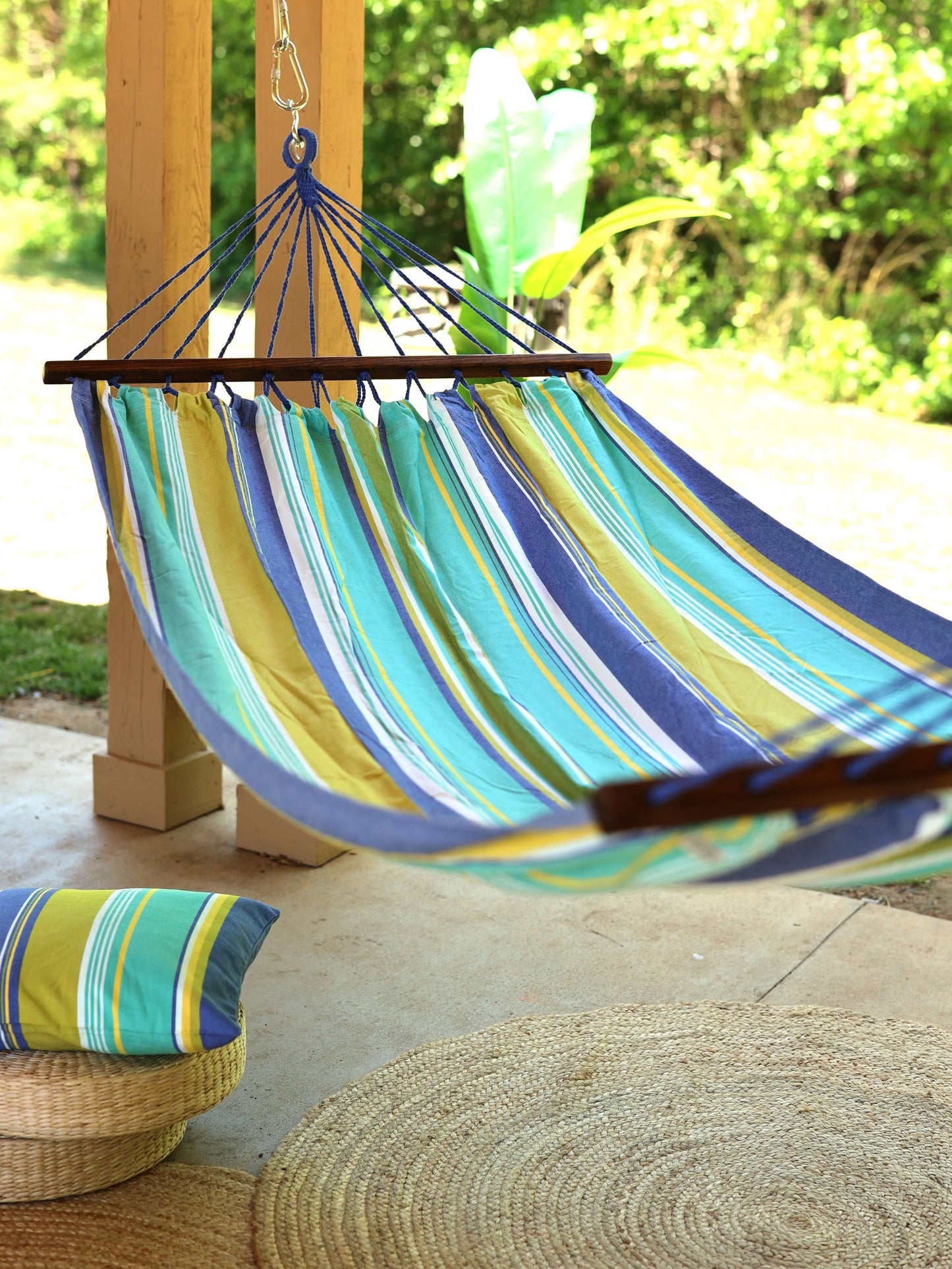 blue hammock outdoors