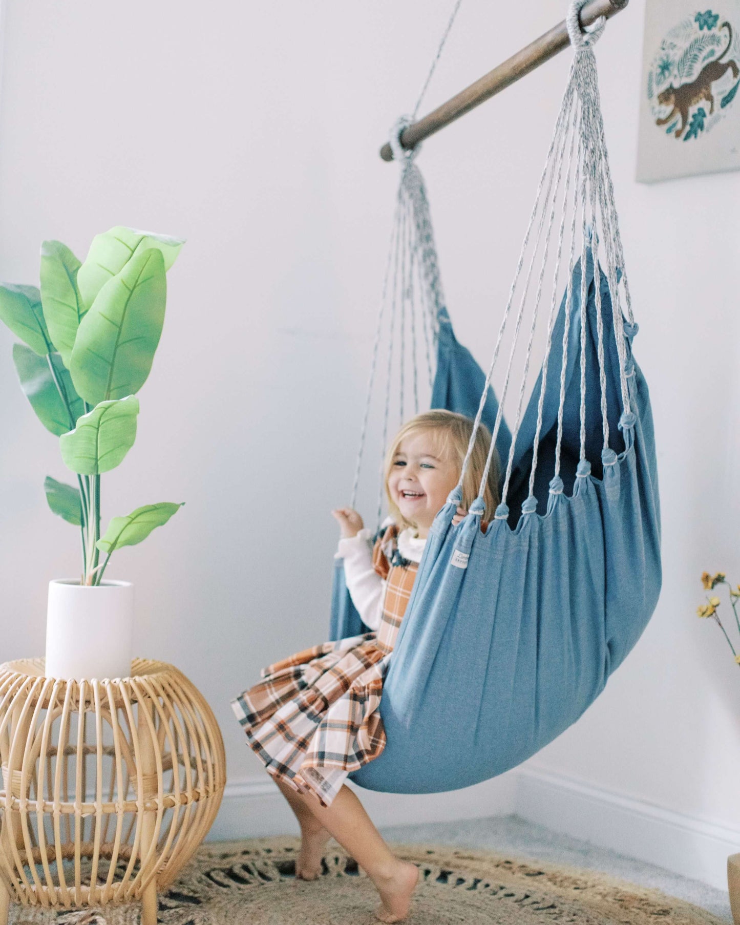 girl sitting in a Jeans Hammock Chair Swing