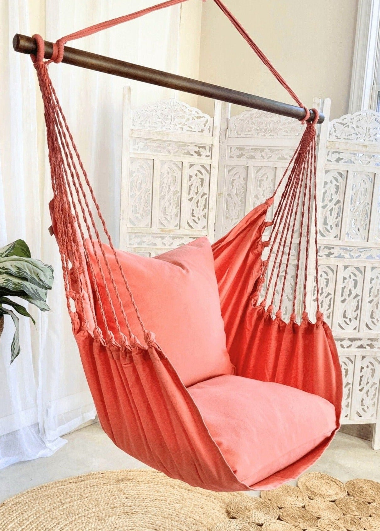 pink hanging chair swing