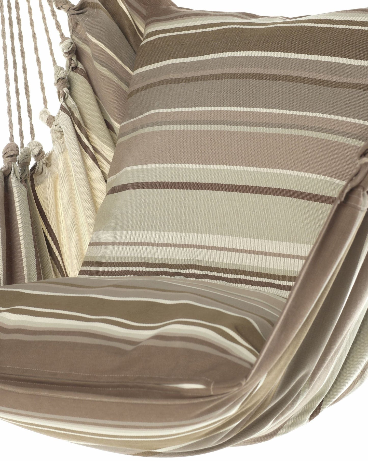 mocha brown hammock chair with pillows