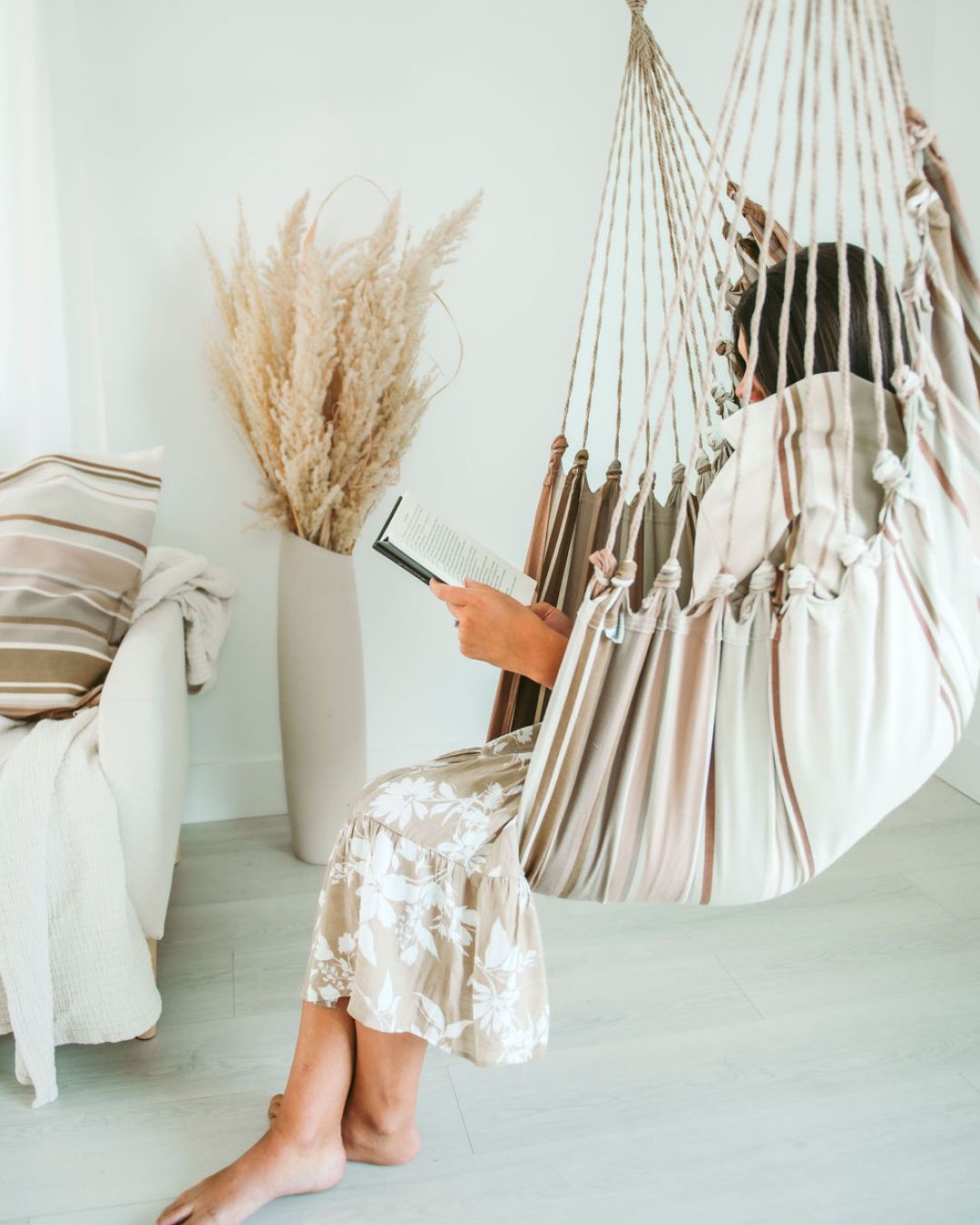 striped brown hammock chair