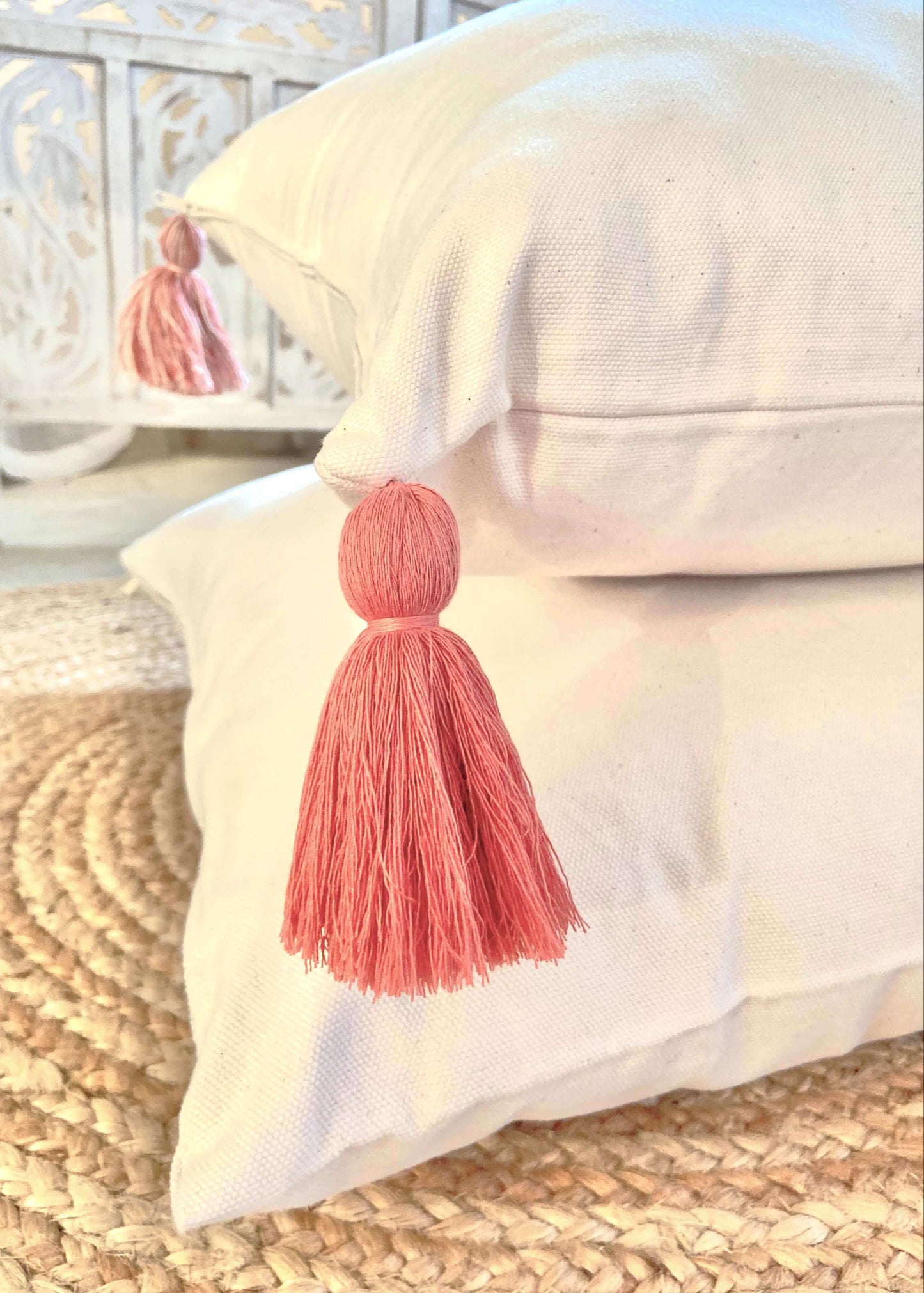 Pink Boho Tassel pillow for Hammock Chair Swing