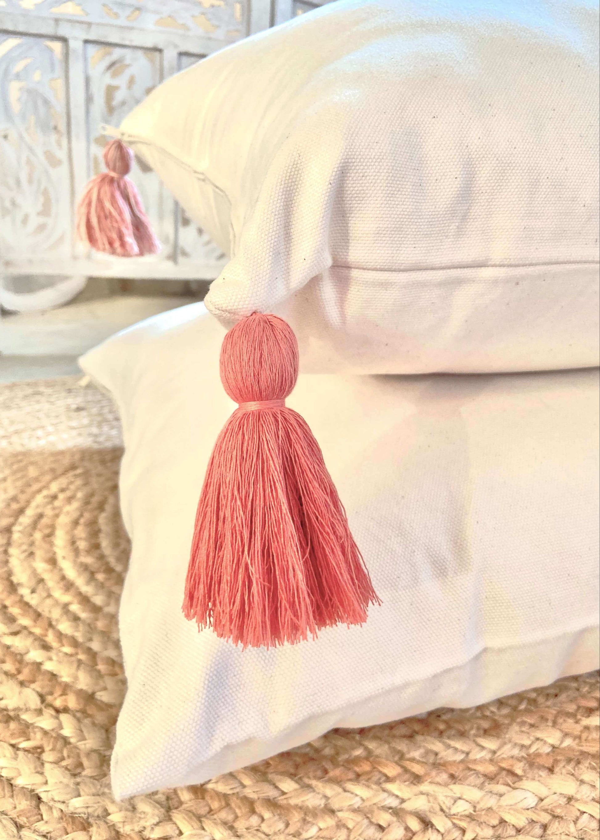 Pink Boho Tassel pillow for Hammock Chair Swing