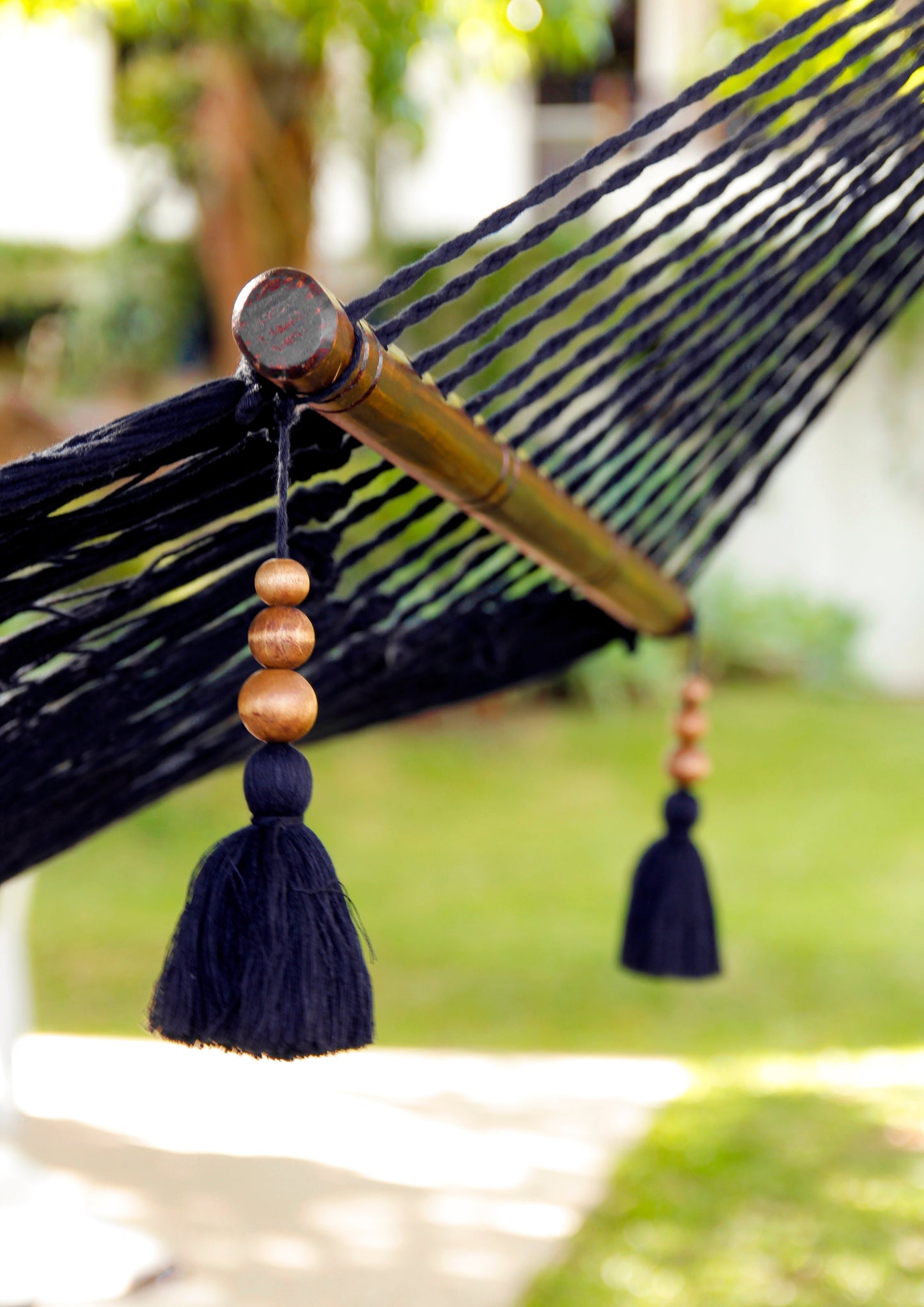 Boho black Hammock with Tassels