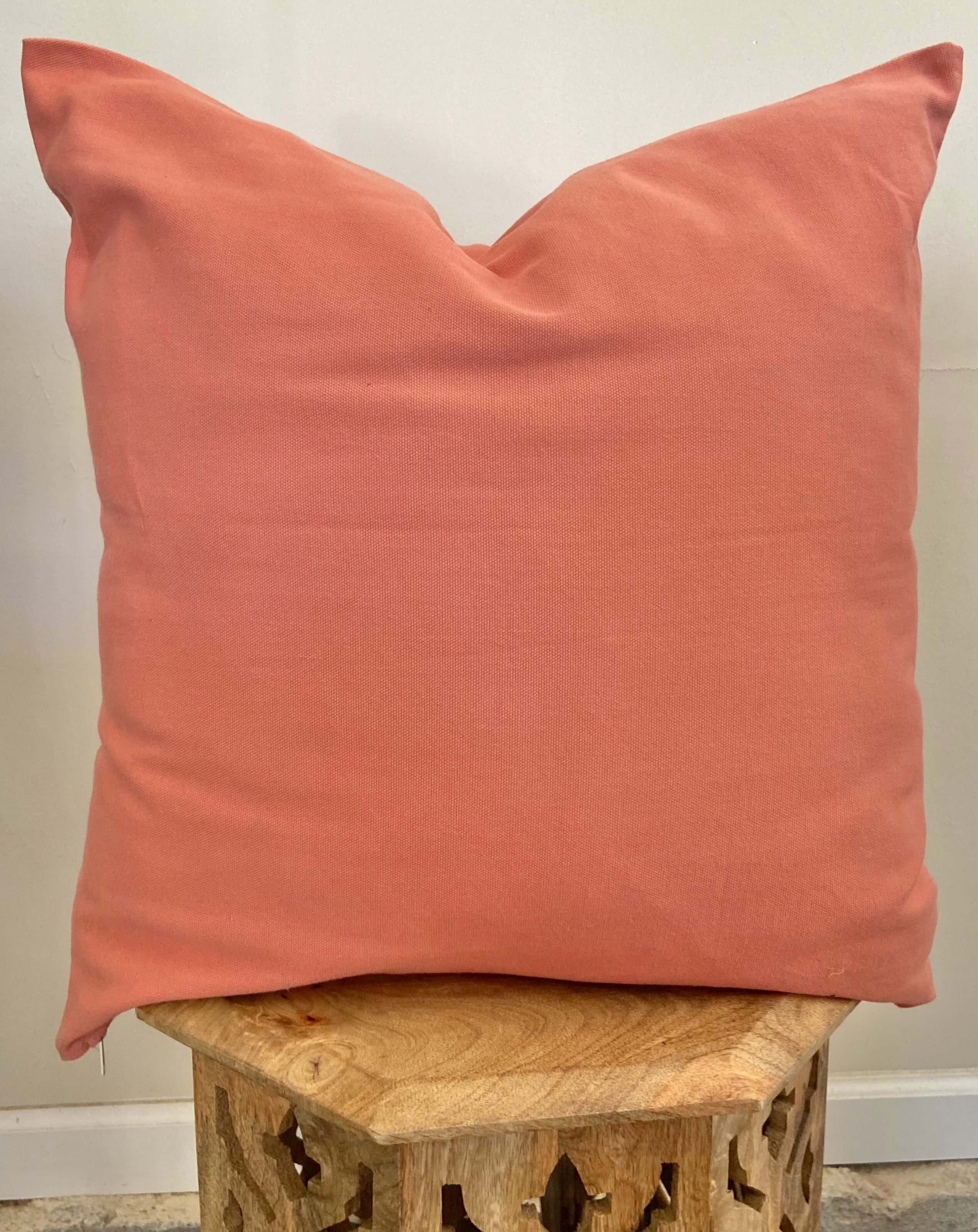 Boho Coral Pink Cotton Throw Pillow