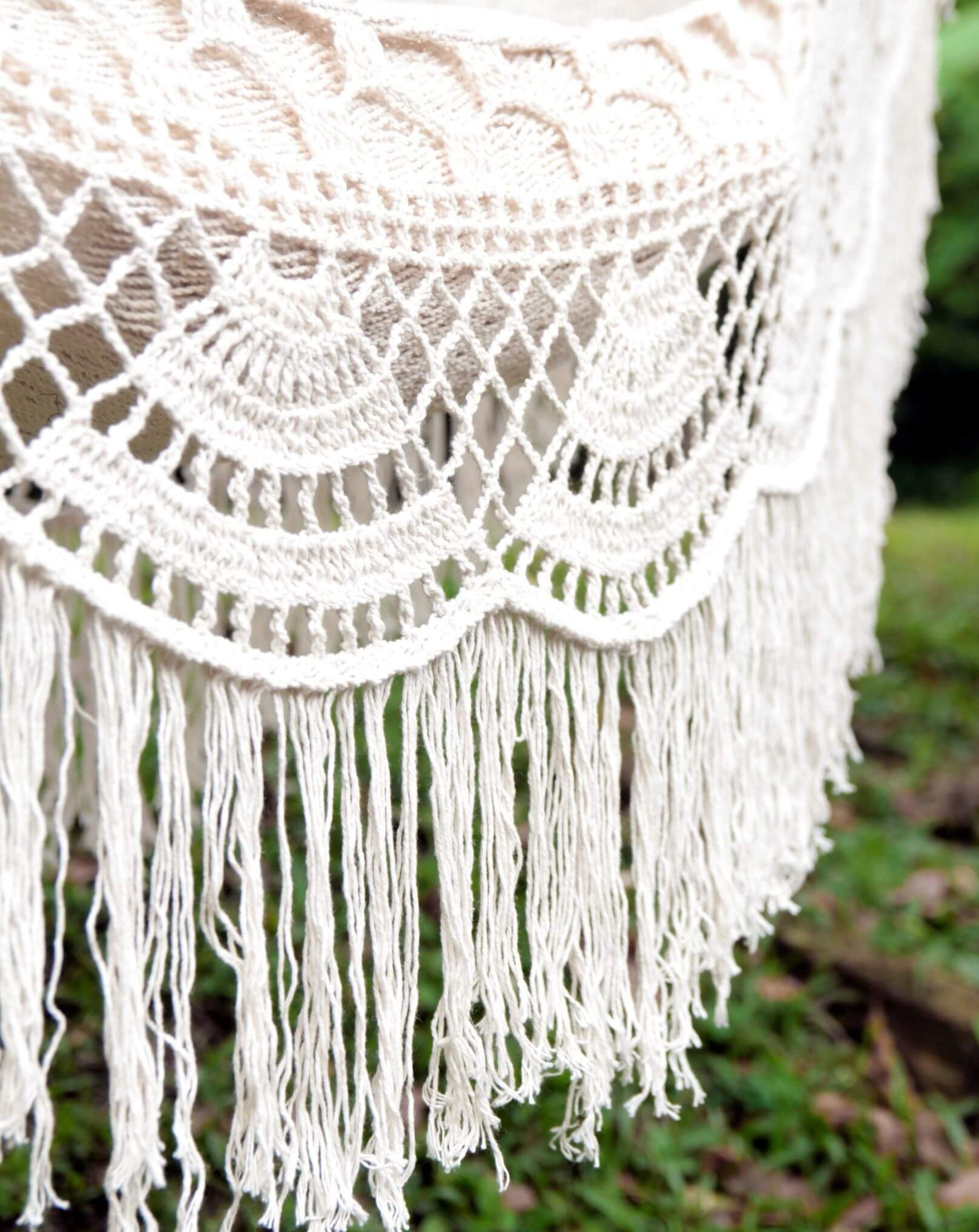 designer luxury hammock fringe closeup