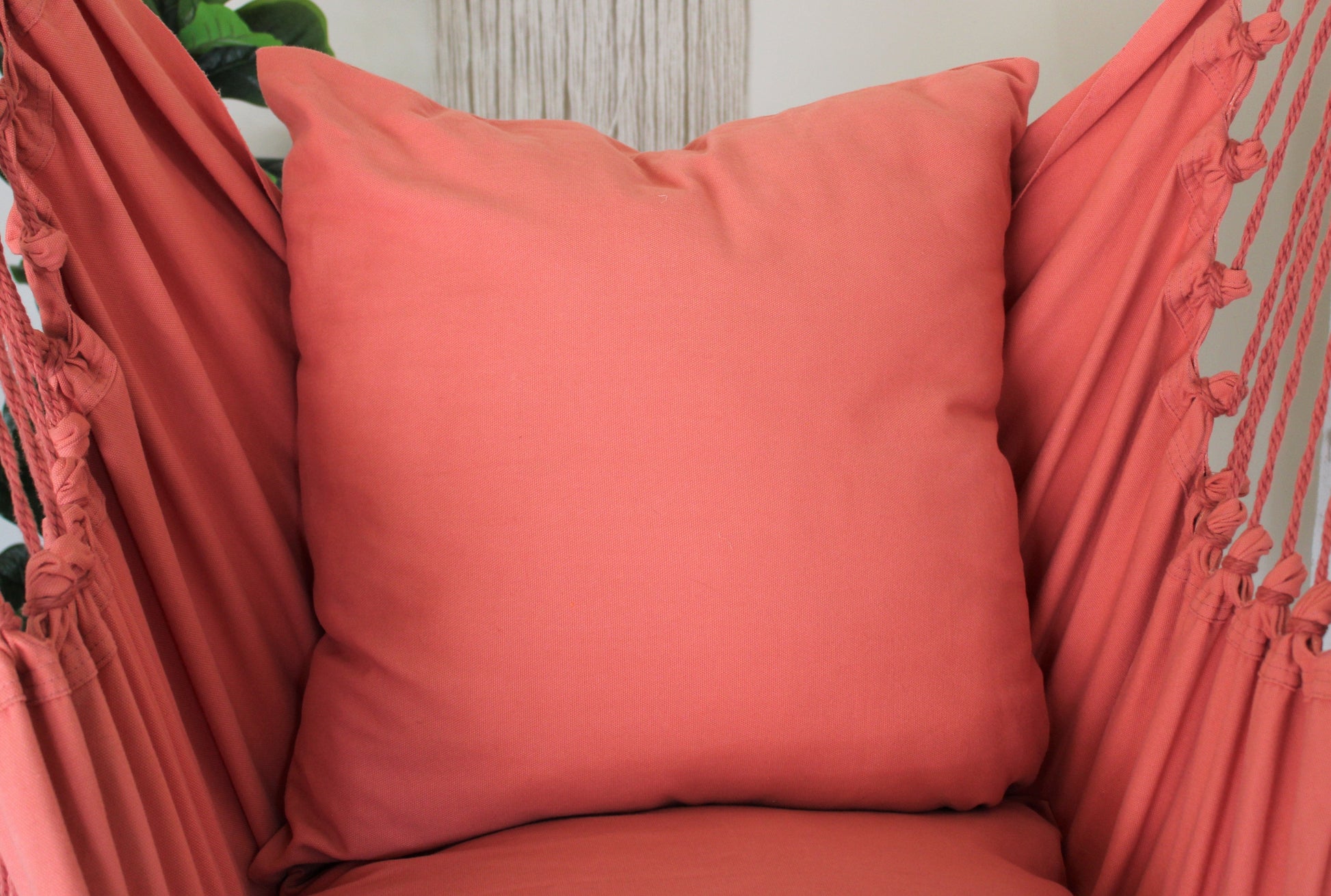 Coral Pink Cotton Throw Pillow