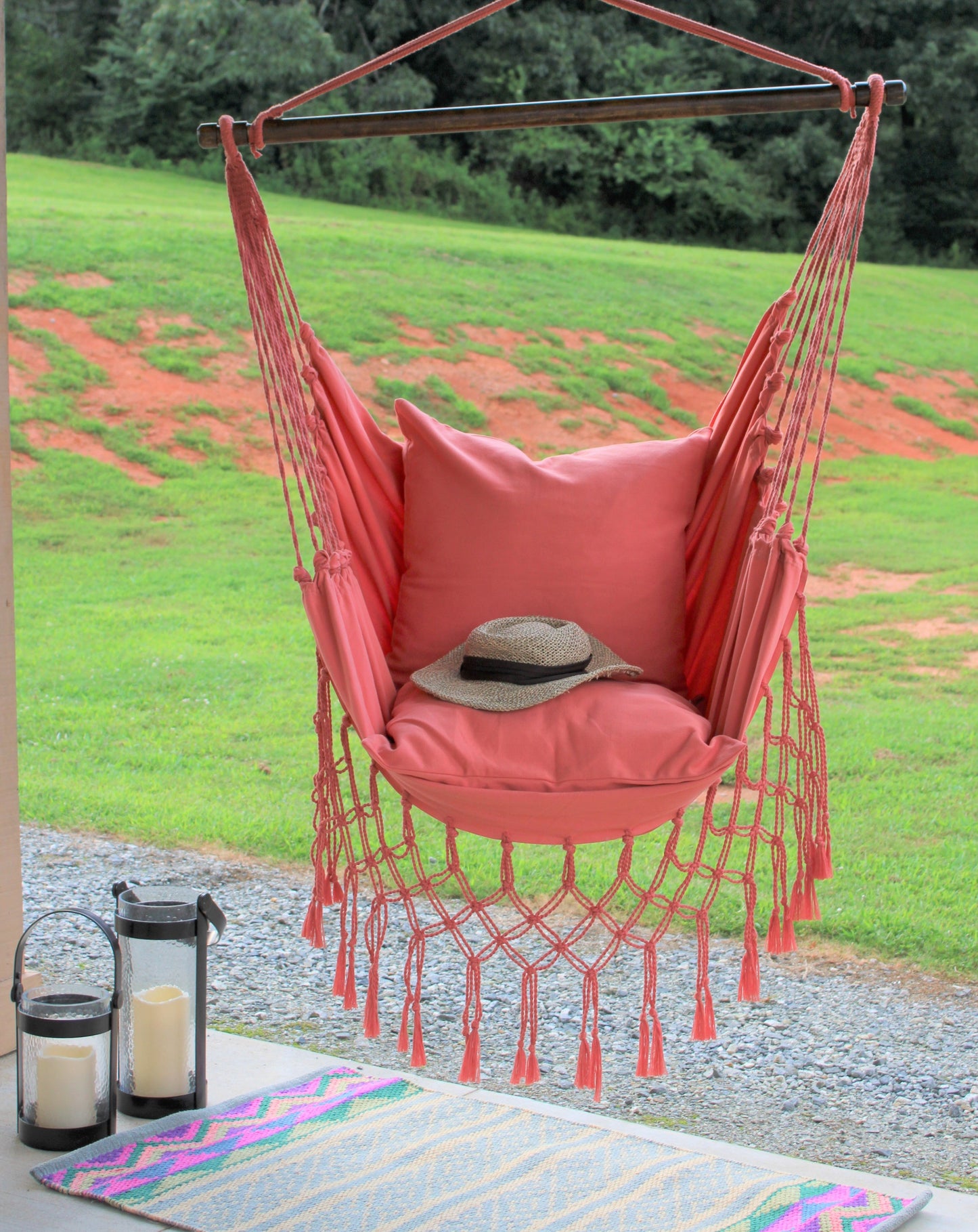 Coral Pink Cotton Throw Pillow