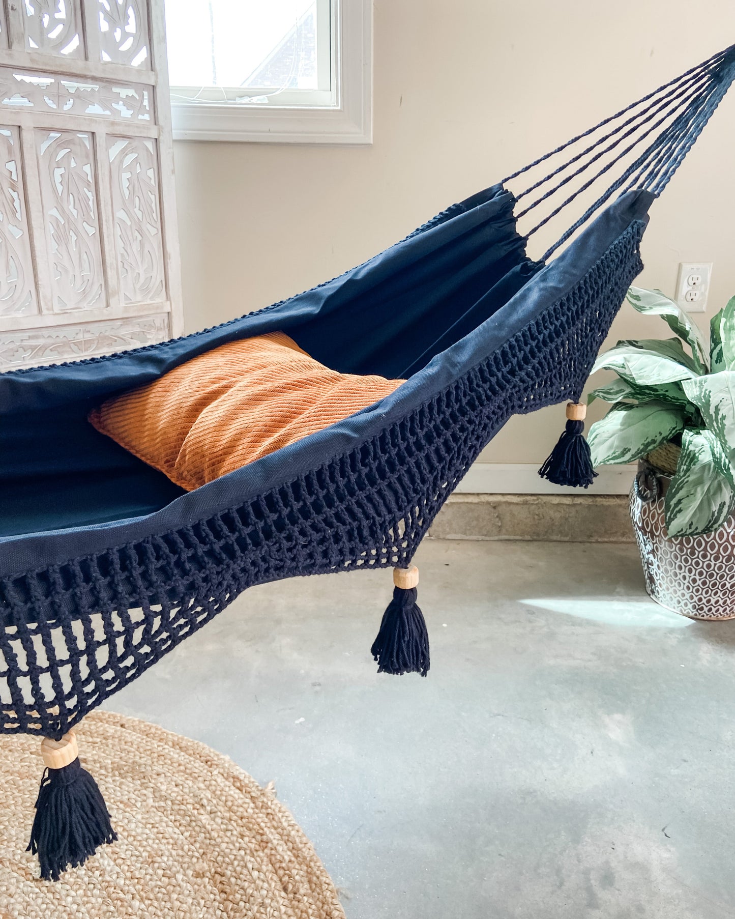 Boho Black Hammock with tassels