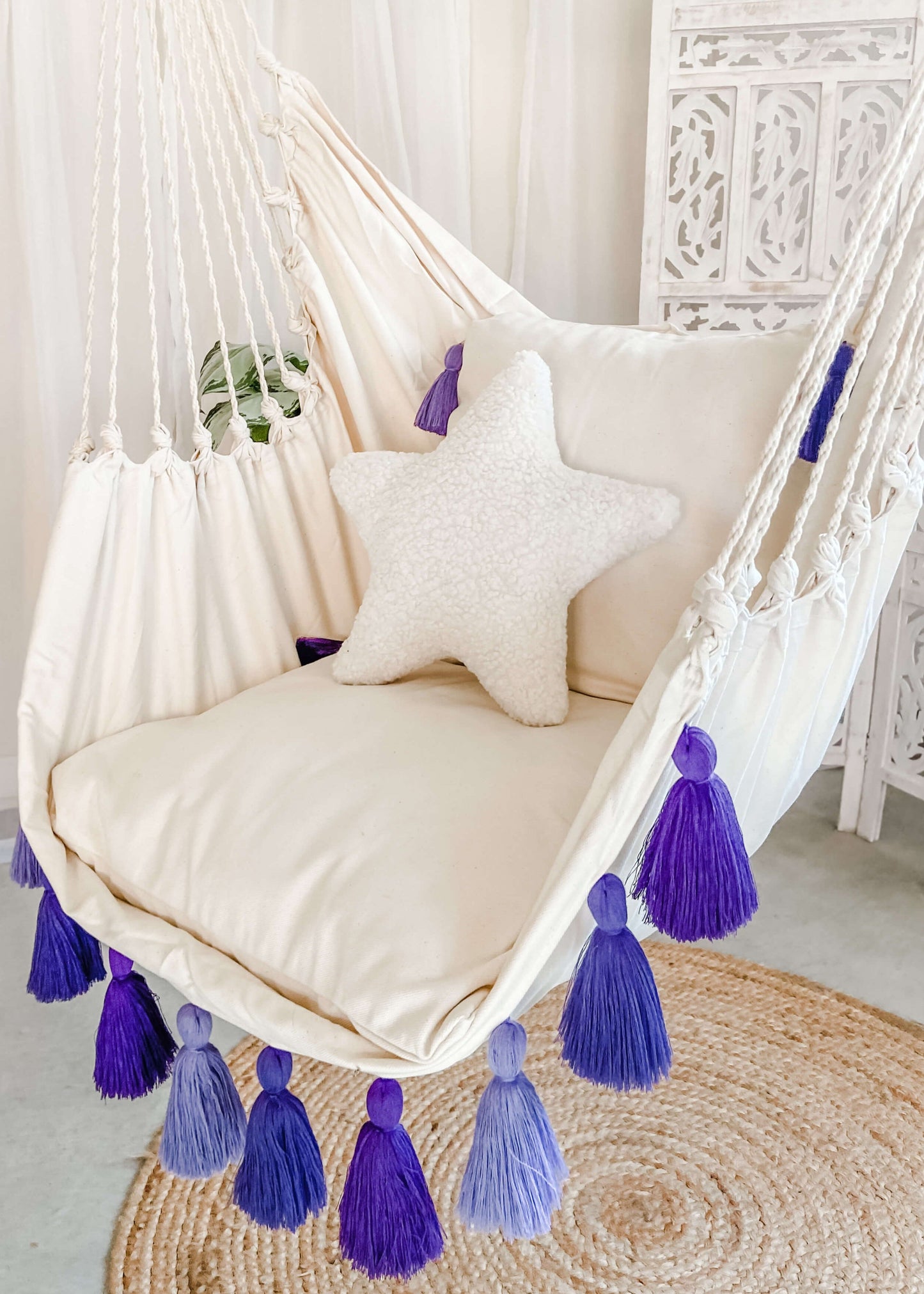 Purple Bedroom Hanging Chair Swing