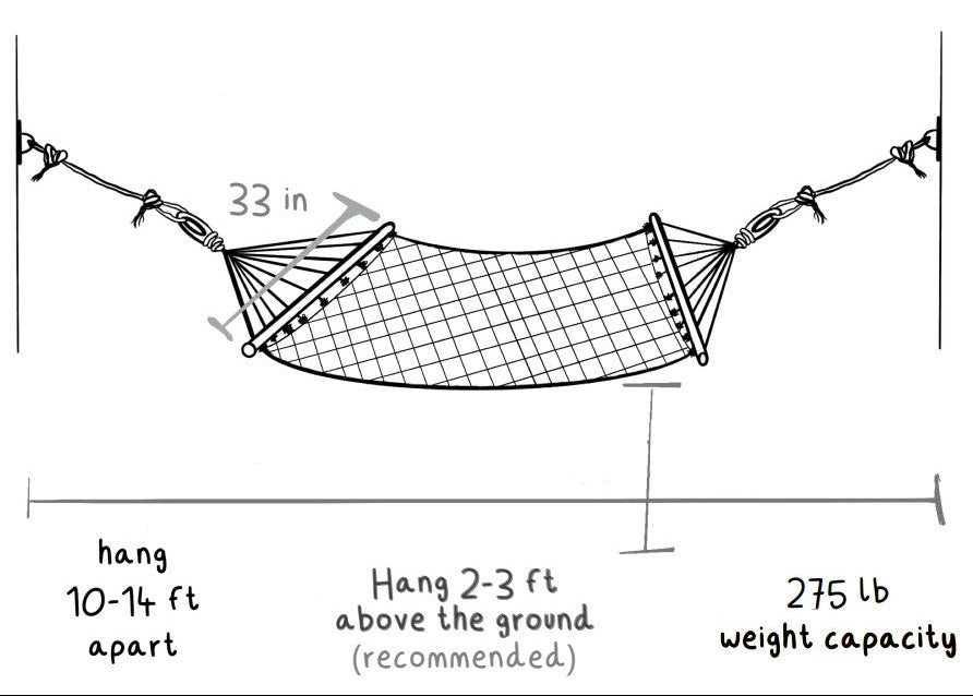 Black Woven Hammock With Wood Spreaders