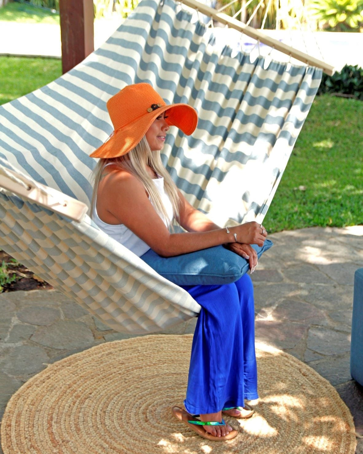 blue white stripe coastal hammock