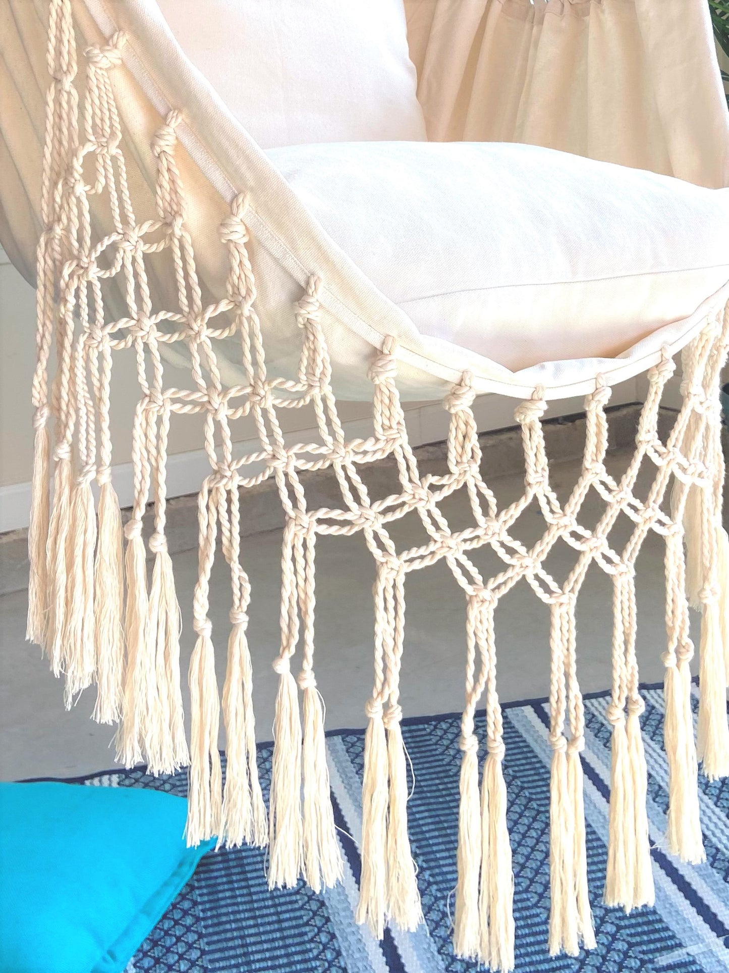 Macrame Hammock Chair Swing fringe closeup