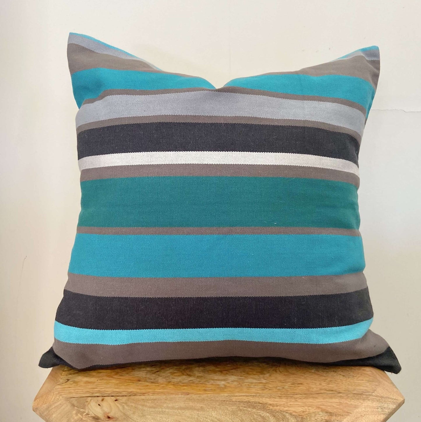 Turquoise Blue Striped Pillow