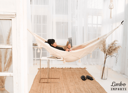 cozy boho living room indoor hammock