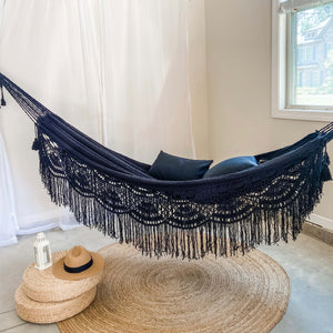 Black Woven Crochet Luxury Hammock