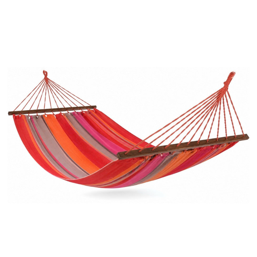 Red Orange and Pink Cotton Hammock With Spreader Bars