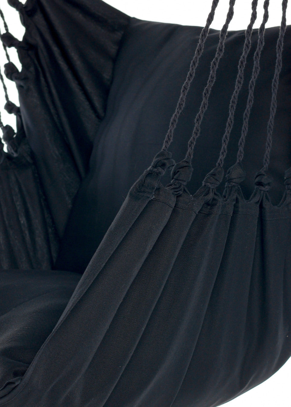 black hammock chair with cushions