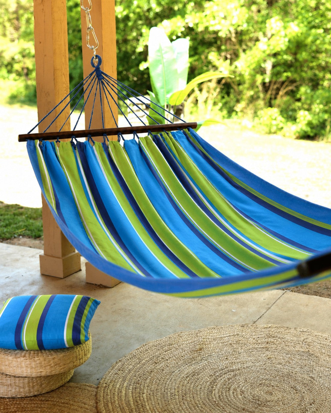 Cotton Hammock With Wood Spreader Bars