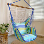 blue green striped hammock chair swing