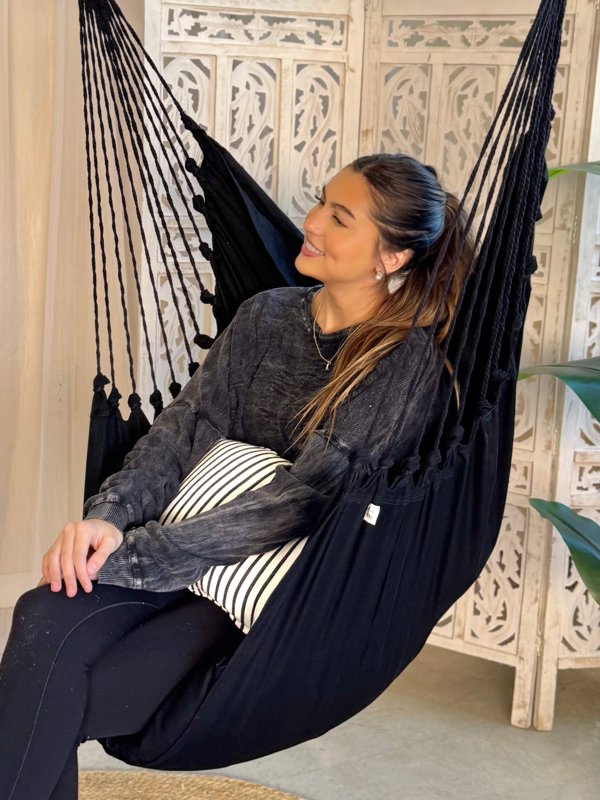 Gray Black Hammock Chair Swing
