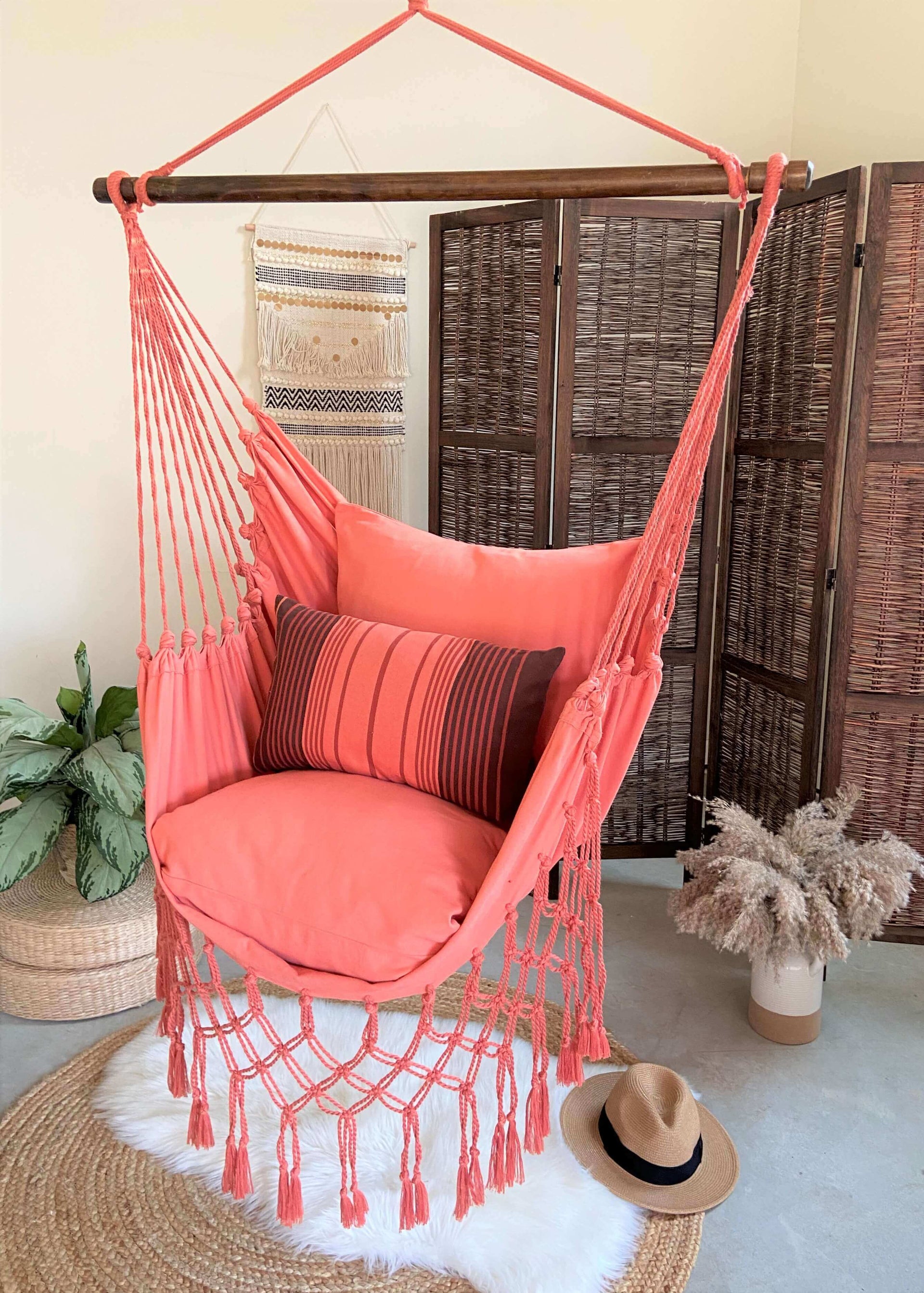 hängematte pink Coral Pink Macrame Hammock Chair