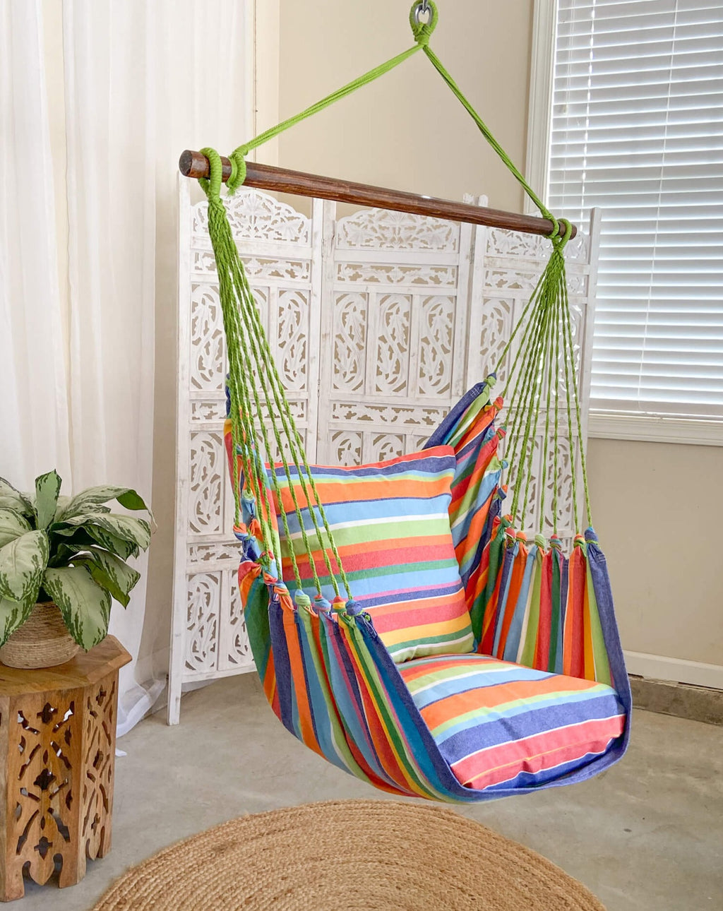 colorful rainbow stripe hammock chair swing