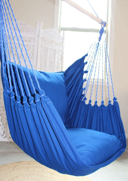 Outdoor Chair With Arm And Footrest: Blue  Hammock chair, Outdoor hammock,  Indoor hammock bed