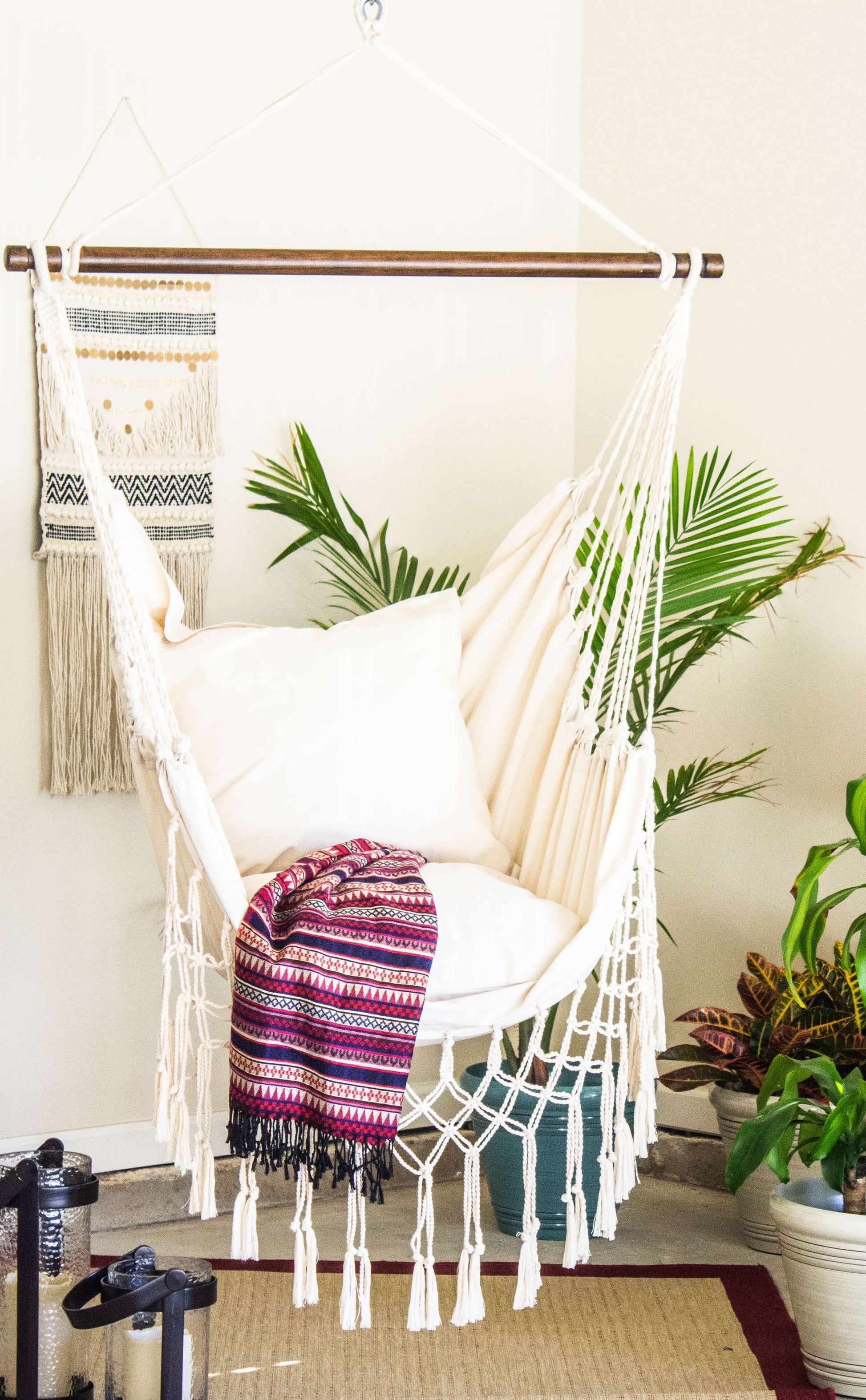 white cotton canvas pillow cushion for hammock