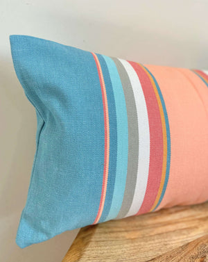 pink and light blue throw pillow cover 