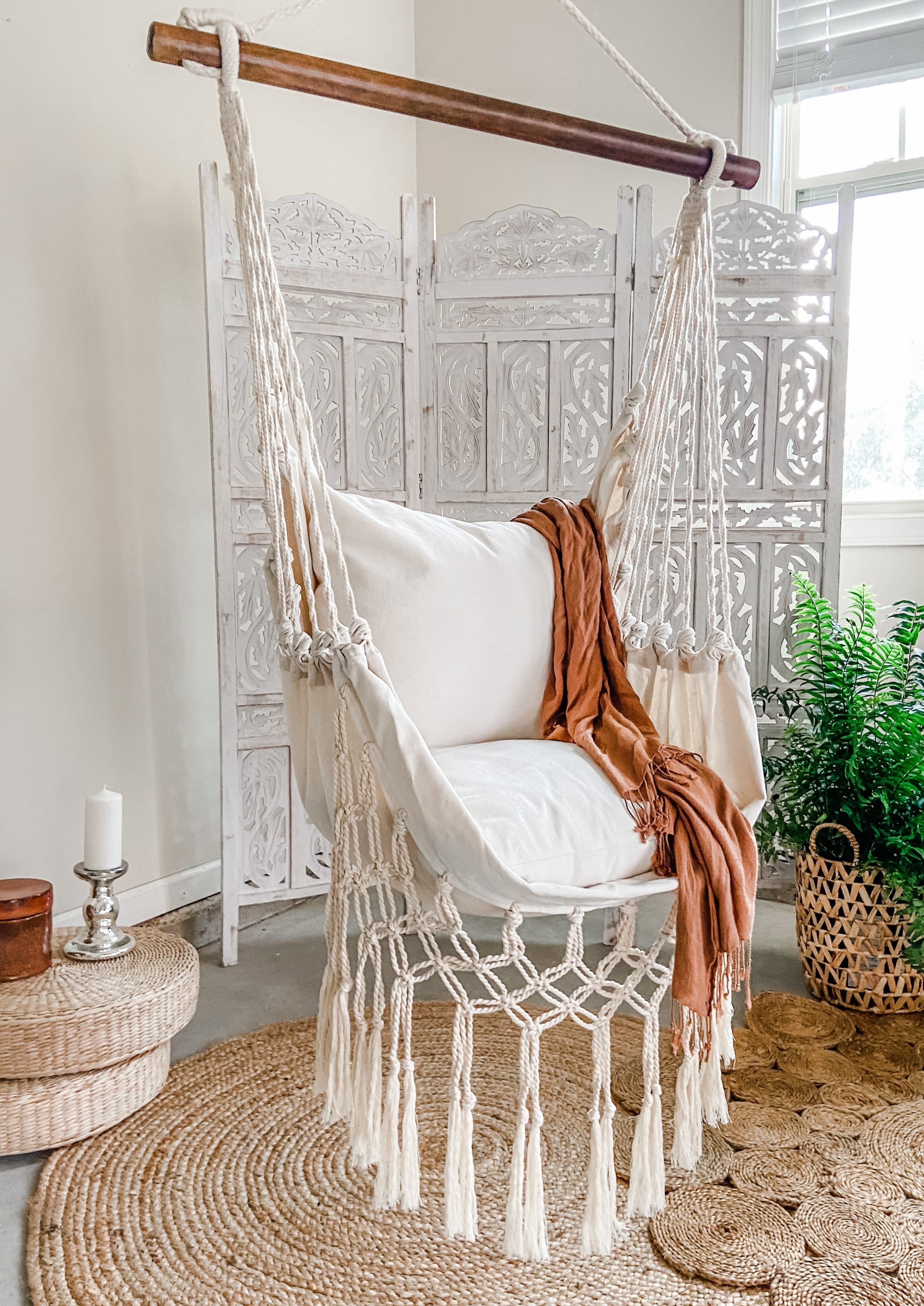 Small White Indoor Macrame Hammock Chair – Limbo Imports Hammocks