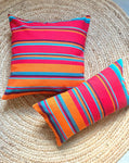 Red Orange Striped Throw Pillow