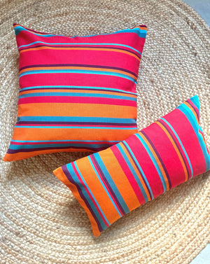 Red Orange Striped Throw Pillow