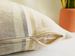 Neutral Tan Striped Cotton Pillow | TAN