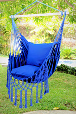 Costal Blue Macrame Hanging Chair Hammock