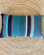 Turquoise Blue Striped Pillow