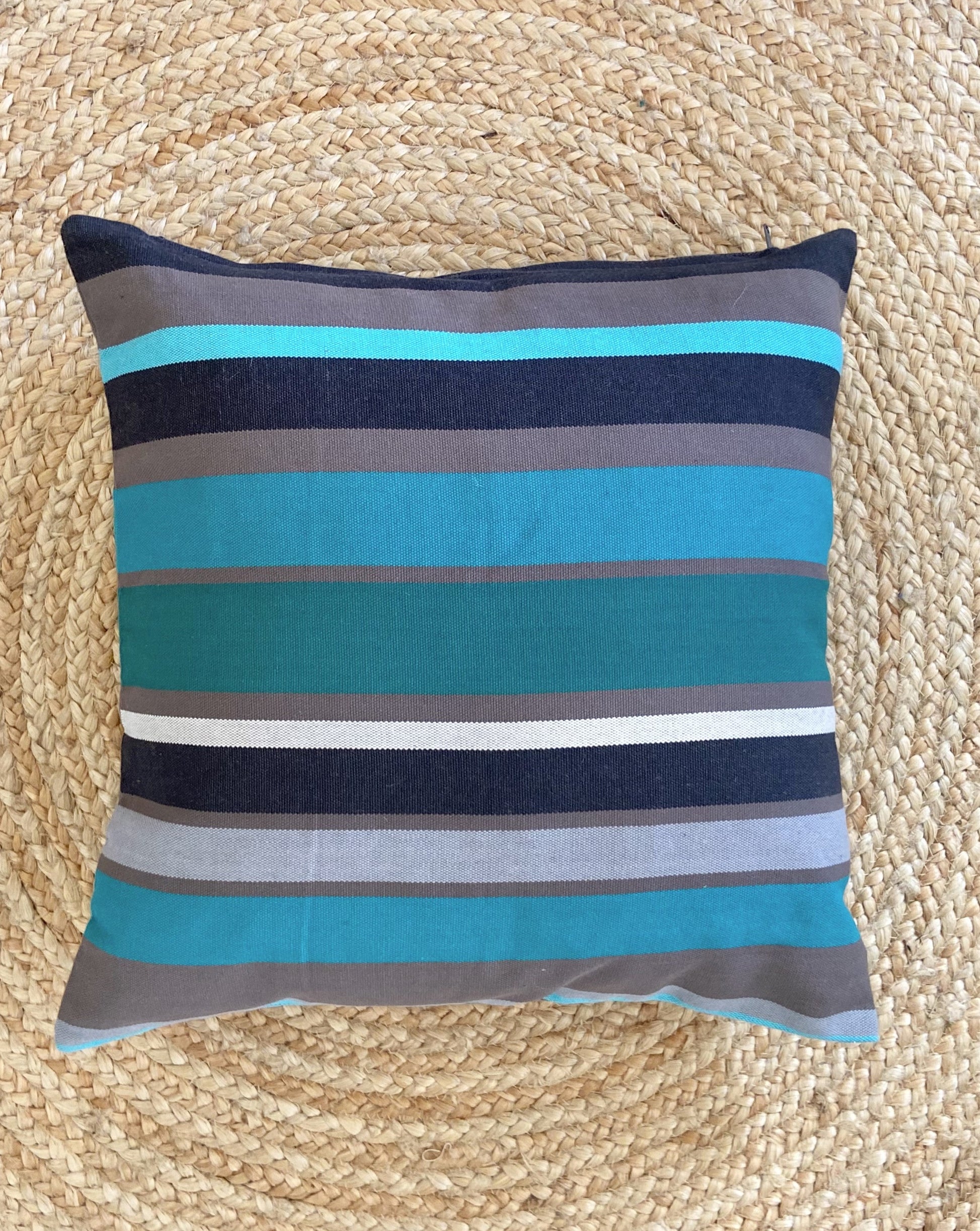 Turquoise Blue Striped Pillow