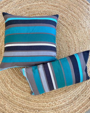 Turquoise Blue Striped Pillow