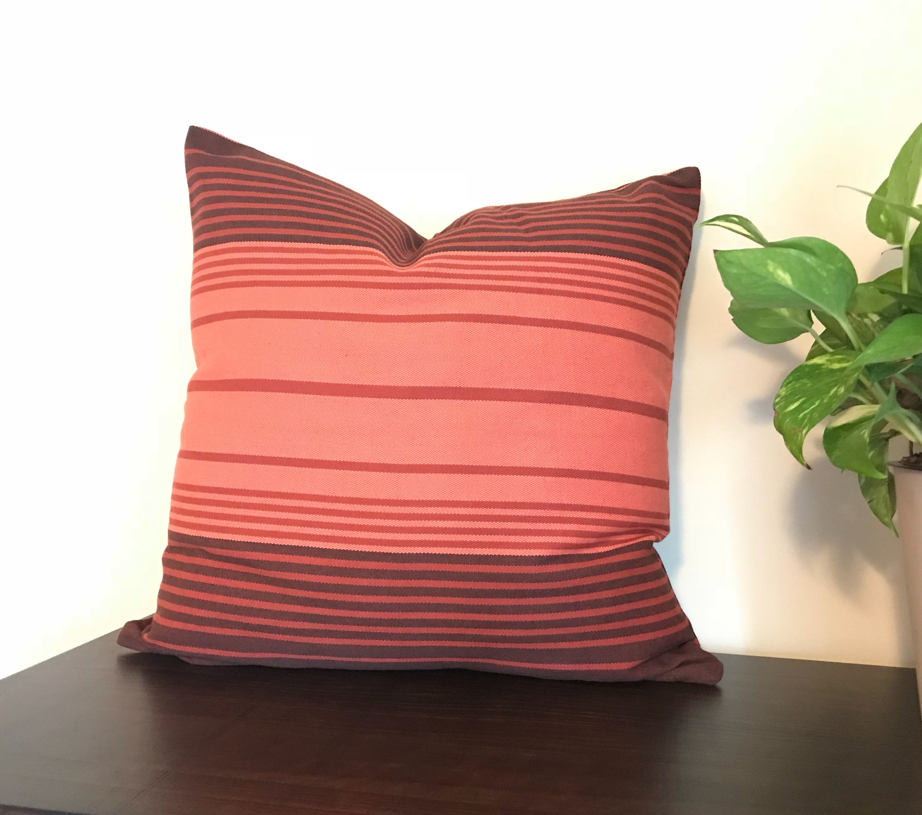blush pink striped pillow cover