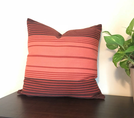 blush pink striped pillow cover