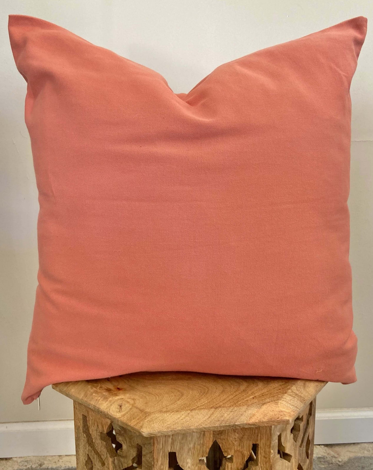 Boho Coral Pink Cotton Throw Pillow 