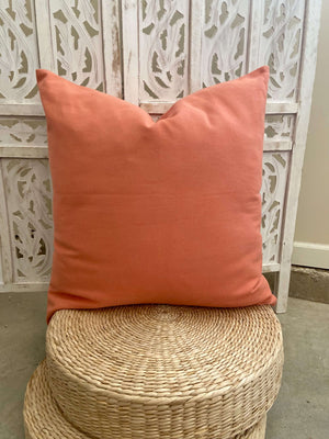 Coral Pink Cotton Throw Pillow