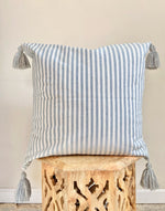 Coastal Style White and Blue Stripe Pillow Cover