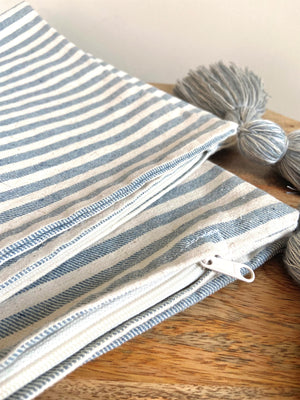 coastal beach blue striped pillow