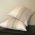 Tan Striped Cotton Pillow