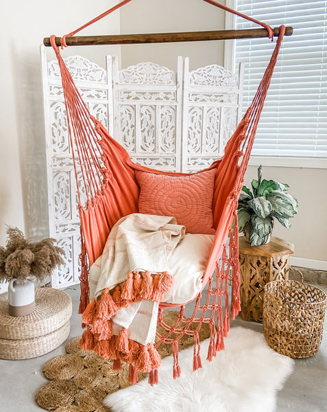 Pink Macrame Hammock Swing Chair : Indoor Hanging Chair For Bedrooms ...