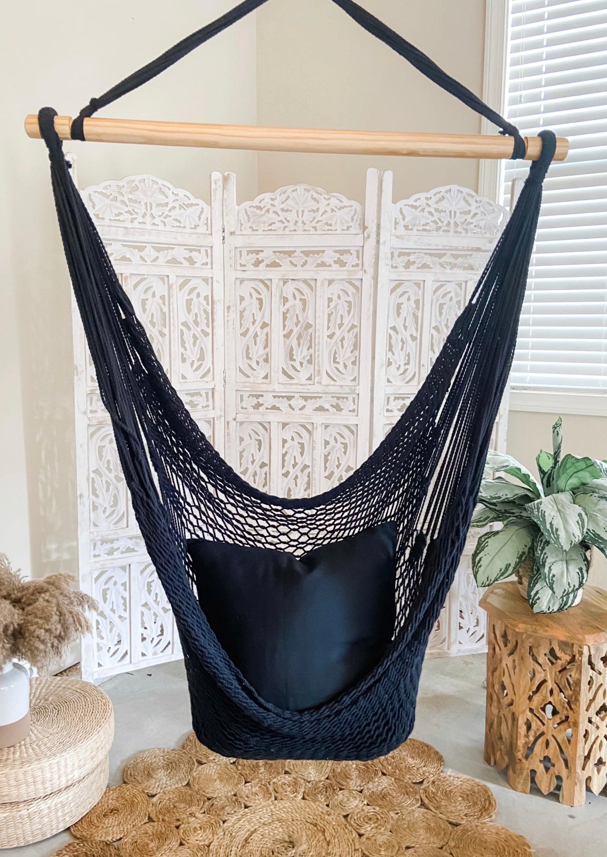 black macrame hammock swing chair 