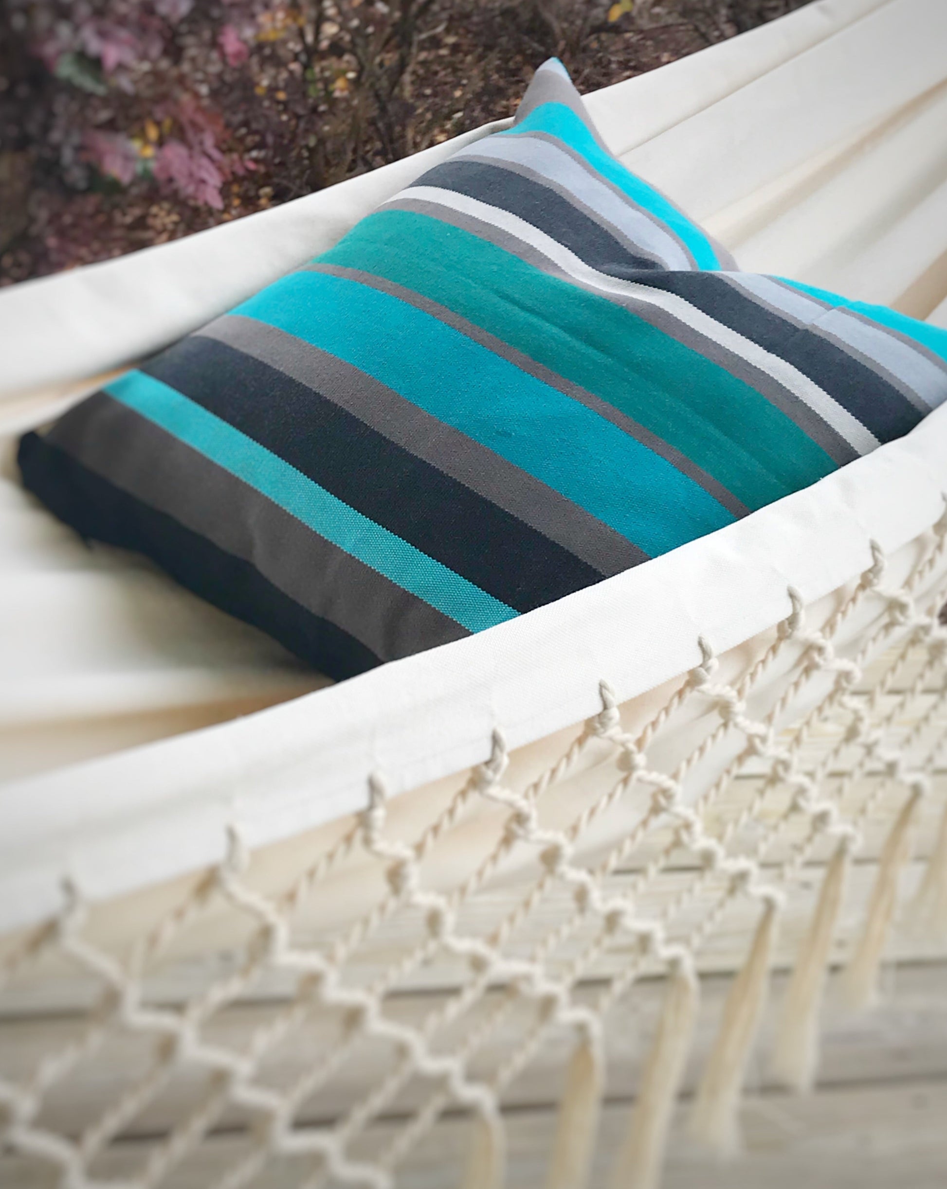 Turquoise Blue Striped Pillow Cover