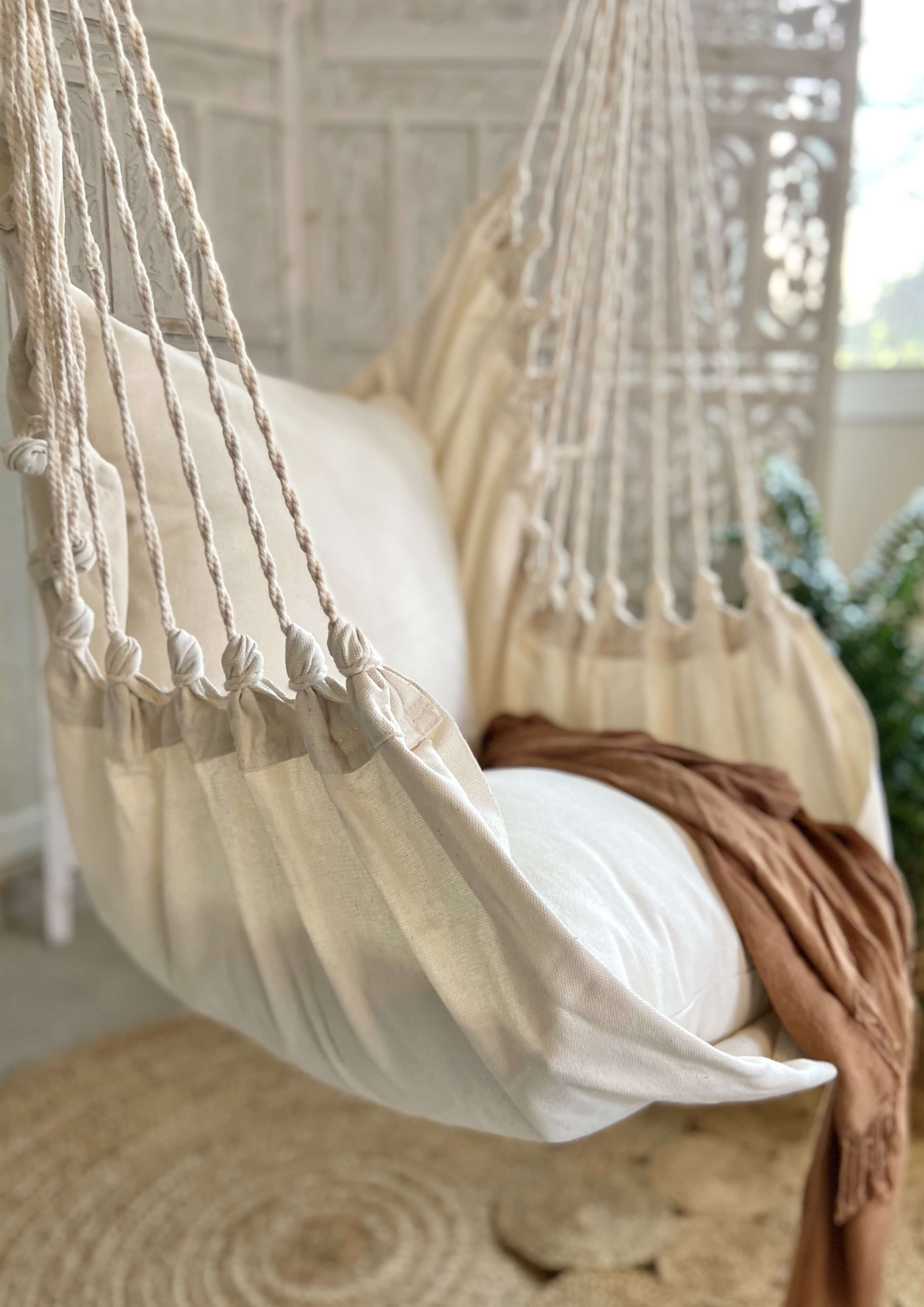 Boho Hammock Chair Swing  Tassel Fringe Lily Hanging Chair – Limbo Imports  Hammocks