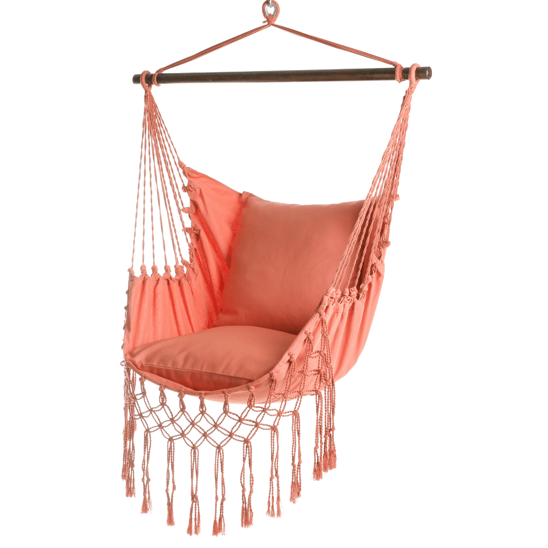 pink macrame hammock chair swing